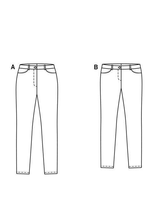 Выкройка Брюки в джинсовом стиле с низкой посадкой (Burda 1/2017, № выкройки 6543 B)