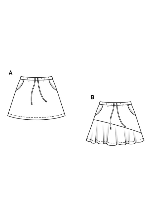 Выкройка Юбка мини трикотажная А-силуэта (Burda 1/2018, № выкройки 6410 B)