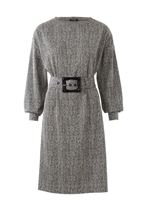 Pattern Knitted dress of a simple cut with a wide belt (Burda 9/2019, pattern number 105 A)