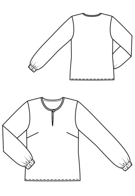 Pattern Blouse of a simple cut with a teardrop neckline (Burda 11/2019, pattern number 105)