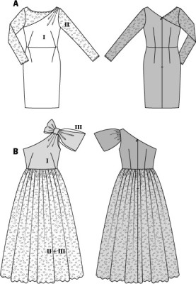 Выкройка Платье вечернее с кружевной юбкой (Burda 2/2014, № выкройки 6868 B)