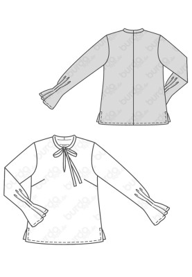 Pattern A-line blouse with pleats on the sleeves (Burda 2/2019, pattern number 6292 B)