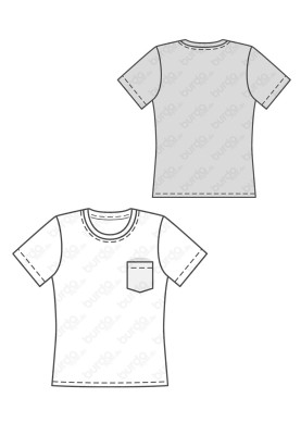 Pattern T-shirt of simple cut with short sleeves (Burda 2/2016, pattern number 6602 B)