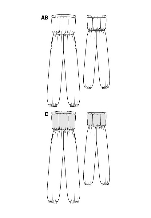Выкройка Комбинезон без бретелей (Burda 4/2012, № выкройки 110 A)