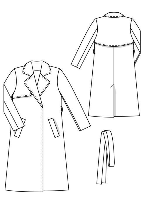 Pattern Trench coat of a laconic cut with flared yokes (Burda 2/2019, pattern number 105 A)