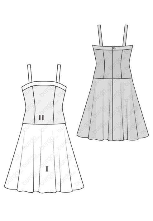 Pattern Bustier dress with satin skirt (Burda 1/2017, pattern number 6535 B)