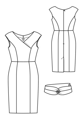 Pattern Sheath dress with a wide shaped belt (Burda 5/2019, pattern number 109 A)