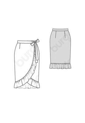 Pattern Skirt of a straight cut with a smell and a frill (Burda 1/2020, pattern number 6200 B)