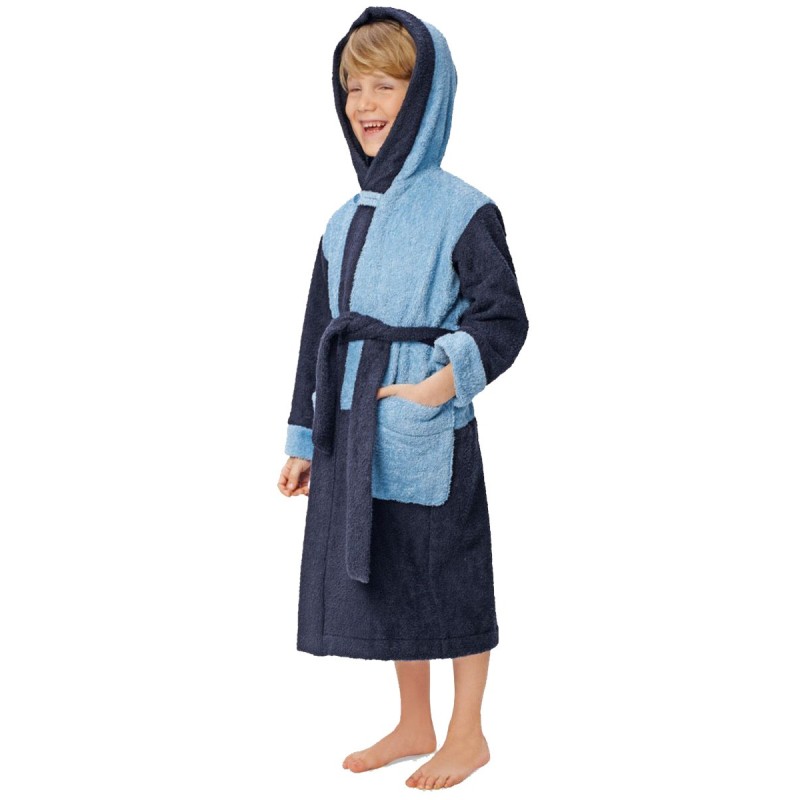 Pattern Terry bathrobe with...