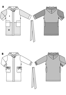 Pattern Terry bathrobe with a hood (Burda 2/2015, pattern number 9397 A)