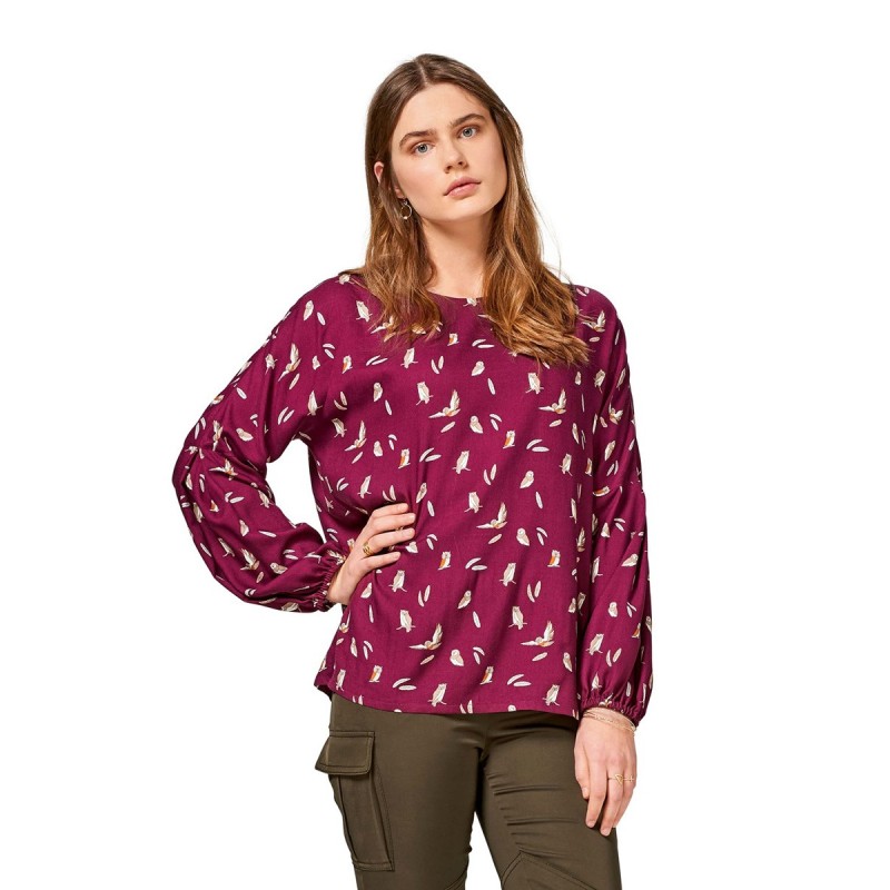 Pattern Round Neck Blouse...