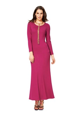 Pattern Knitted maxi dress with dropped waistline (Burda 2/2015, pattern no. 6692 C)