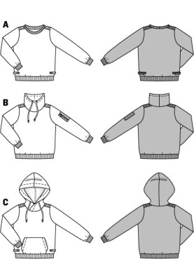 Выкройка Анорак флисовый с капюшоном (Burda 2/2015, № выкройки 9407 C)
