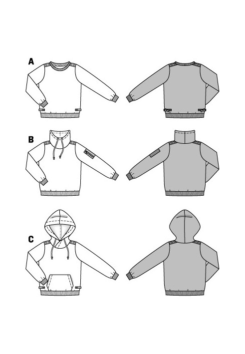 Выкройка Анорак флисовый с капюшоном (Burda 2/2015, № выкройки 9407 C)