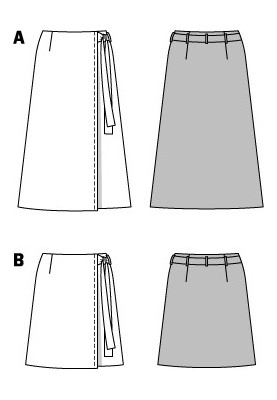 Выкройка Юбка А-силуэта с запахом (Burda 2/2015, № выкройки 6733 A)