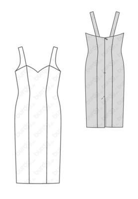 Pattern Sundress dress with narrow straps (Burda 1/2018, pattern number 6423 A)