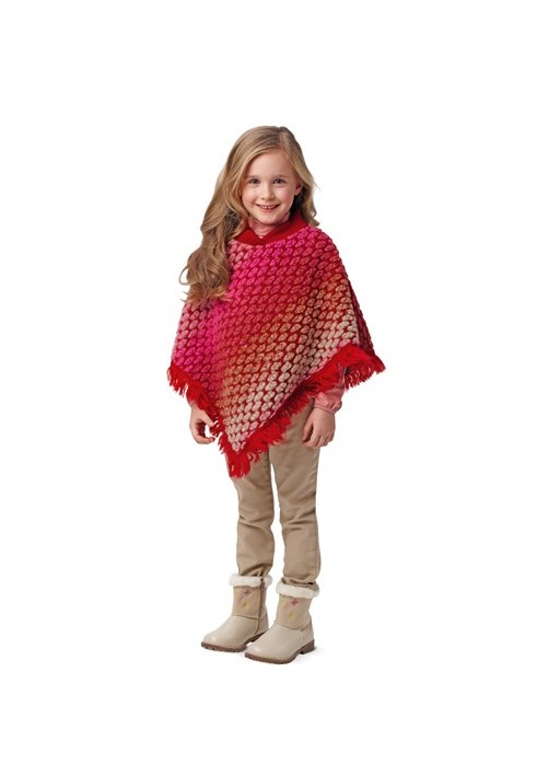 Pattern Poncho knitted with fringe decoration (Burda 2/2015, pattern number 9405 B)