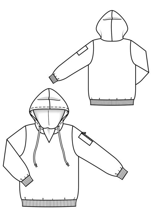 Pattern Anorak with a hood and a pocket on the sleeve (Burda 2/2018, pattern number 131)