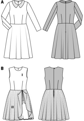 Выкройка Платье шерстяное с тюлевой юбкой (Burda 2/2014, № выкройки 6833 B)