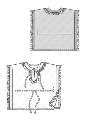 Выкройка Топ-пончо с бахромой (Burda 1/2018, № выкройки 9340 A)