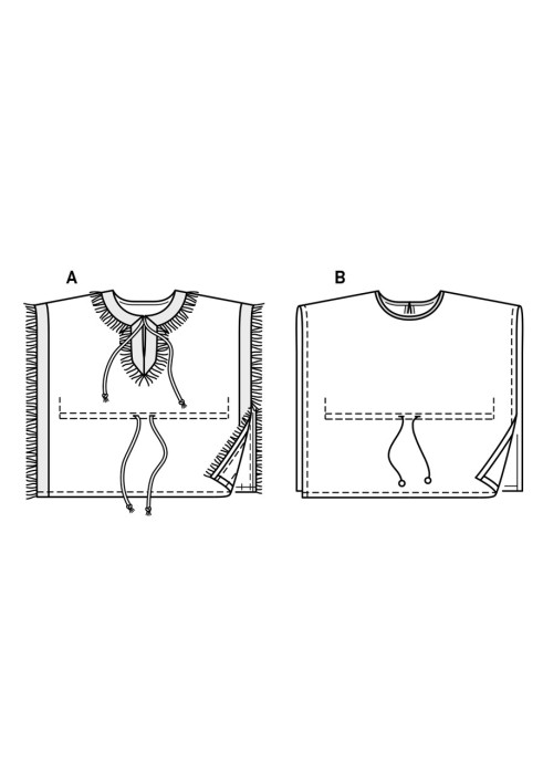 Выкройка Топ-пончо с бахромой (Burda 1/2018, № выкройки 9340 A)