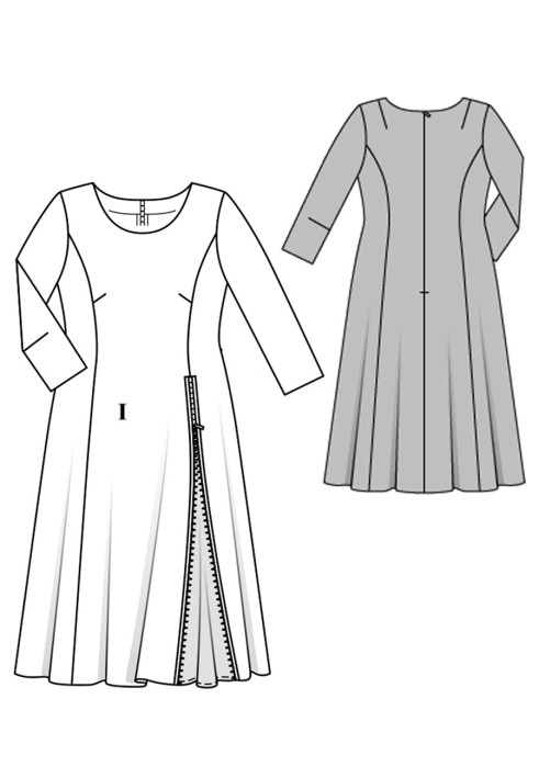 Pattern Dress with a pleat-cut on the skirt (Burda 2/2016, pattern number 6621 A)