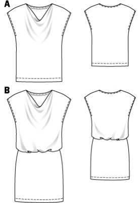 Выкройка Платье трикотажное с вырезом "водопад" (Burda 4/2012, № выкройки 139 B)