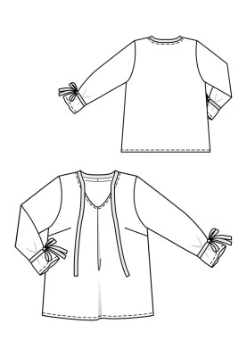 Викрійка Блуза розкльошеного силуету з контрастними деталями (Burda 9/2020, № викрійки 125 B)
