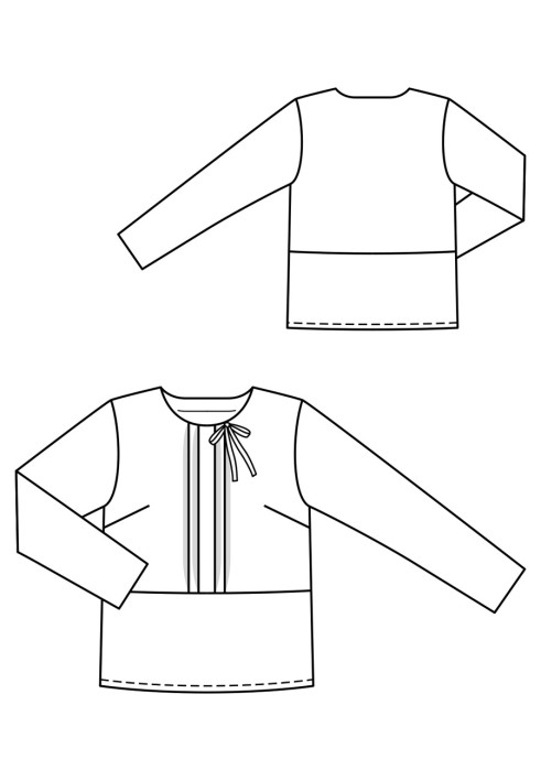 Pattern Straight-cut blouse with pleats and round neckline (Burda 9/2020, pattern number 103)