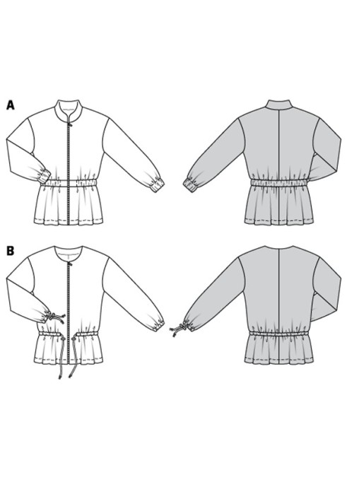Викрійка Куртка з призбореною баскою і коміром-стойкою (Burda 2/2018, № викрійки 6379 A)