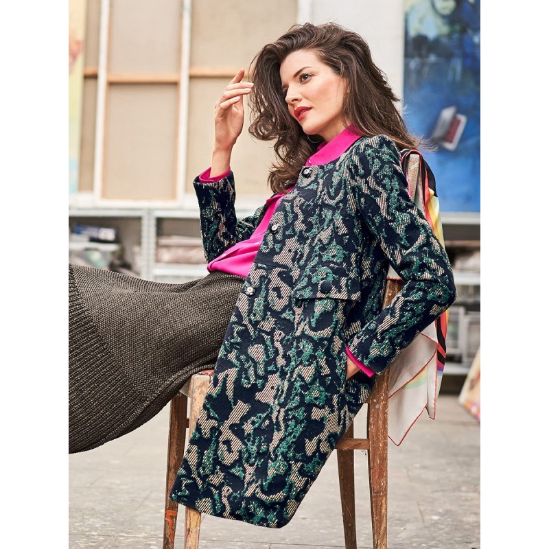 Pattern A-line coat without...