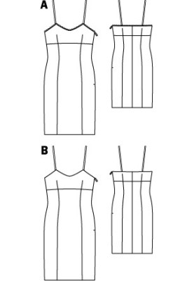 Викрійка Нижня сукня-чохол на бретелях (Burda 4/2011, № викрійки 109 B)