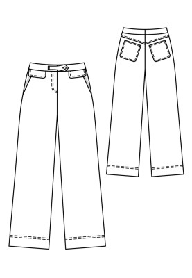 Pattern Pants in denim style with a high waist (Burda 3/2020, pattern number 119)