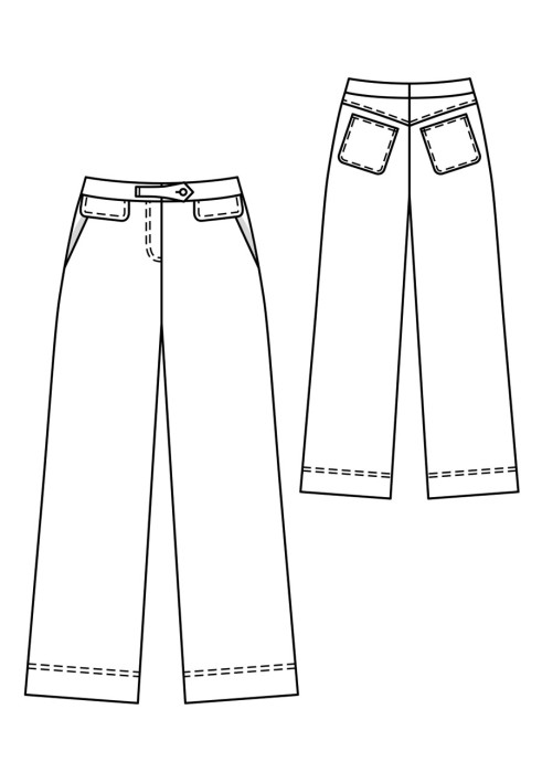 Pattern Pants in denim style with a high waist (Burda 3/2020, pattern number 119)