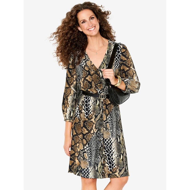 Pattern Shirt dress with...