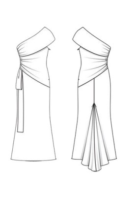 Pattern Evening dress with an open shoulder (Burda 11/2011, pattern number 126)