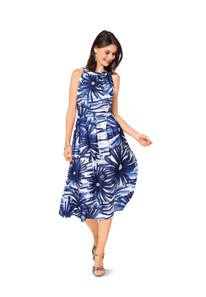 Pattern Dress with American armhole and pleated skirt (Burda 1/2017, pattern number 6521 A)