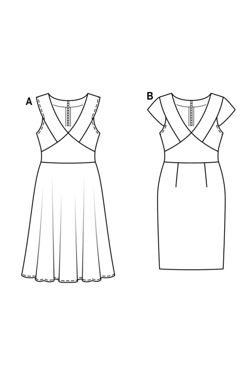 Pattern A cutaway dress with a deep neckline (Burda 1/2017, pattern number 6554 A)