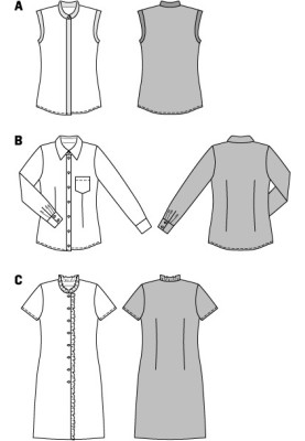 Pattern Dress-shirt of a fitted silhouette with frills (Burda 1/2014, pattern number 6954 C)