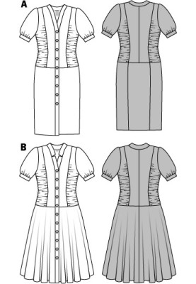 Pattern Dress with button-through fastening (Burda 1/2014, pattern number 6915 A)