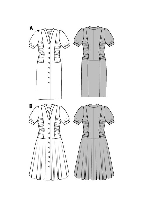 Pattern Dress with button-through fastening (Burda 1/2014, pattern number 6915 A)