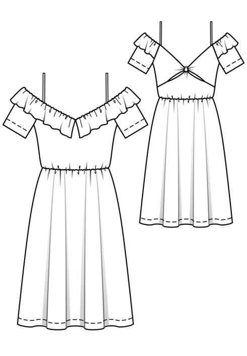 Pattern Dress with straps and a neckline on the back (Burda 5/2018, pattern number 115)