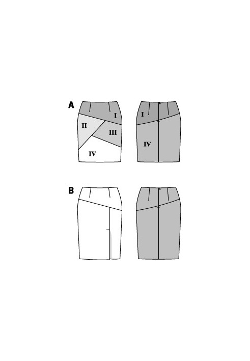 Выкройка Юбка-карандаш в стиле пэчворк (Burda 2/2015, № выкройки 6700 A)