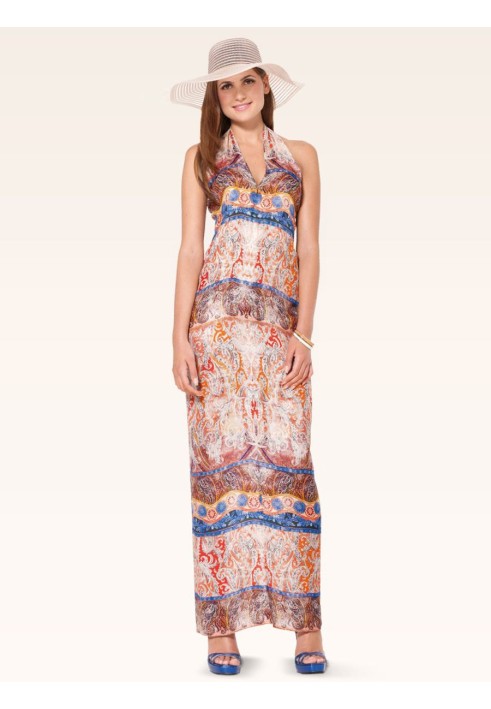 Pattern Straight cut maxi dress with open back (Burda 1/2014, pattern no. 6934 C)