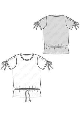 Pattern T-shirt top with a drawstring at the waist (Burda 1/2018, pattern number 9344 B)