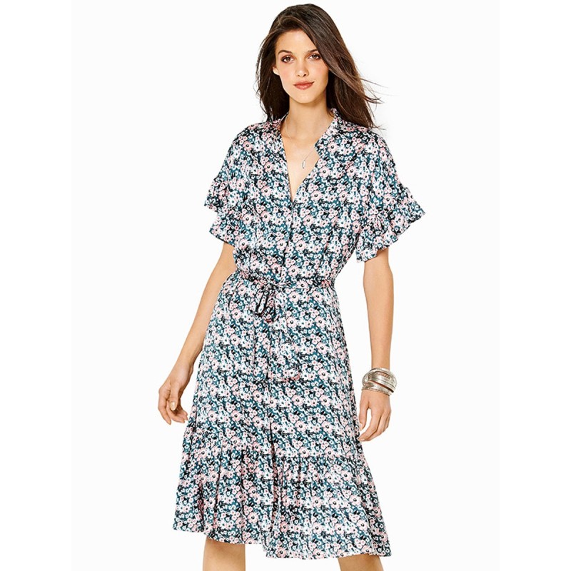 Pattern Shirt dress with...