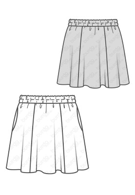 Pattern Woolen skirt on an elastic belt (Burda 2/2016, pattern number 6586 B)