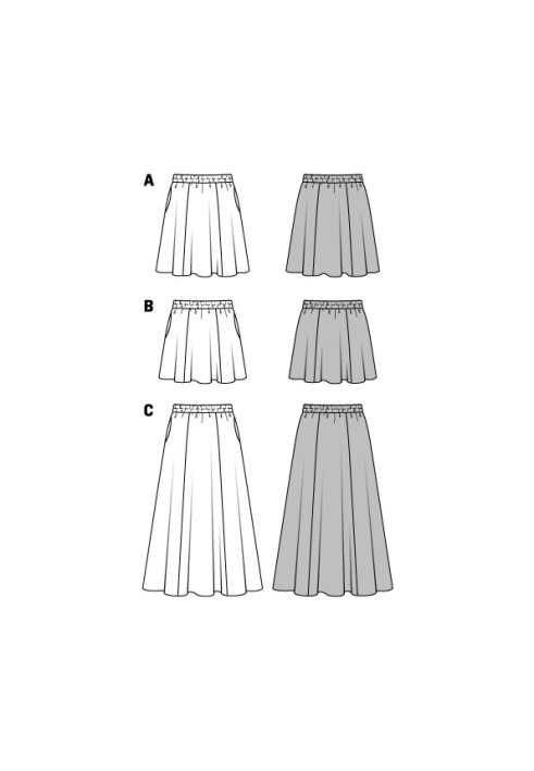 Выкройка Юбка шерстяная на эластичном поясе (Burda 2/2016, № выкройки 6586 B)