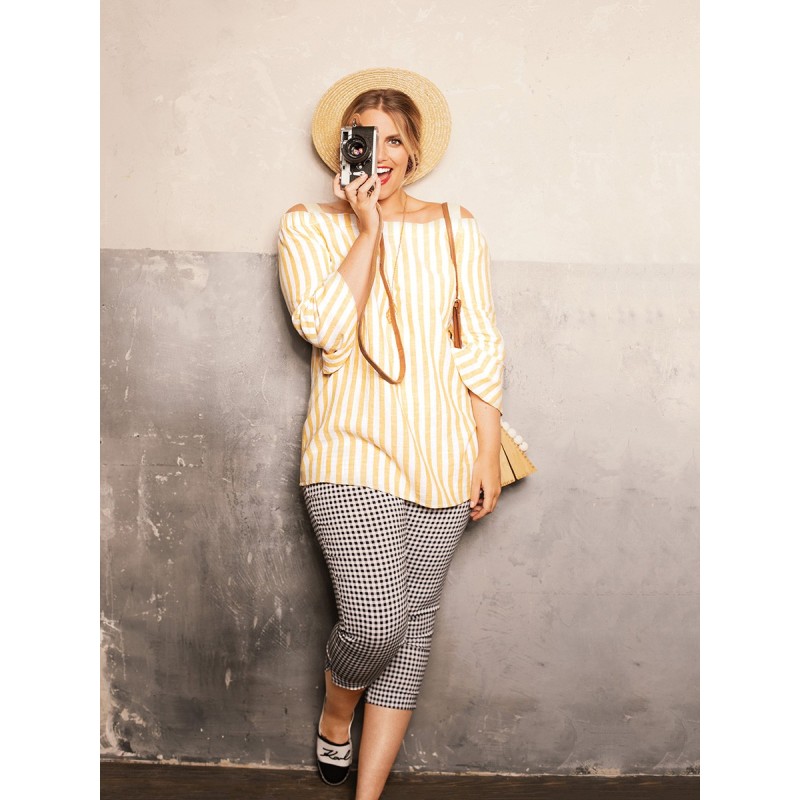 Pattern Linen blouse with...