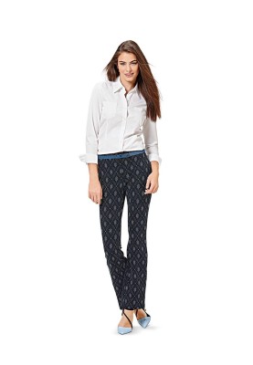 Pattern Pants without a belt with an original cut (Burda 2/2016, pattern number 6601 B)